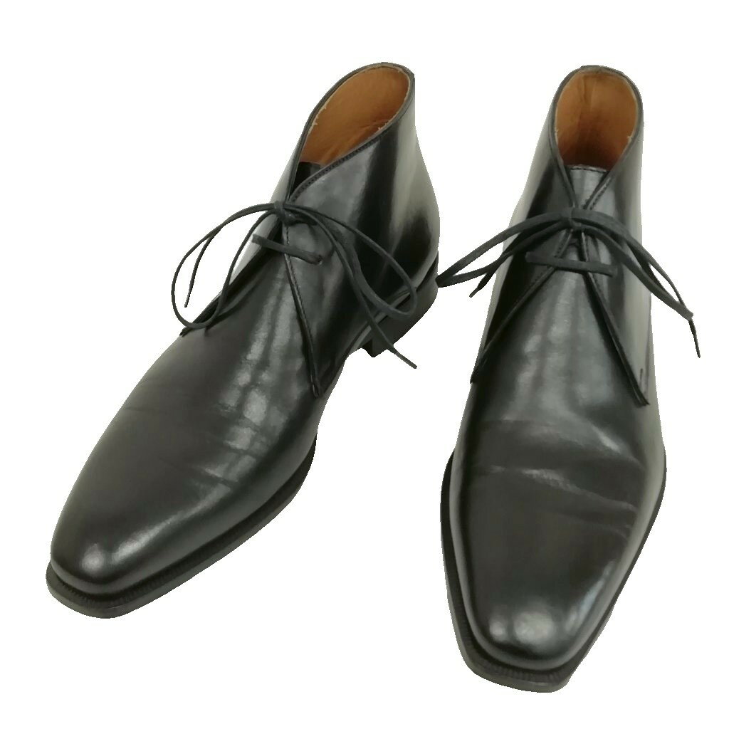 【中古】Giancani ジャンカーニ 94005 チャッカブーツ レザー シューズ ビジネス ドレス 40 ブラック メンズ 【ベクトル 古着】 260513