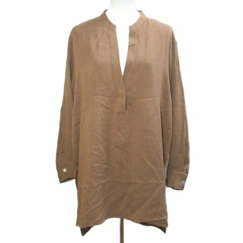 【中古】ザラ ZARA プルオーバー シャツ チュニック 長袖 スキッパー L 175/96A 茶 ブラウン /X レディース 【ベクトル 古着】 260706