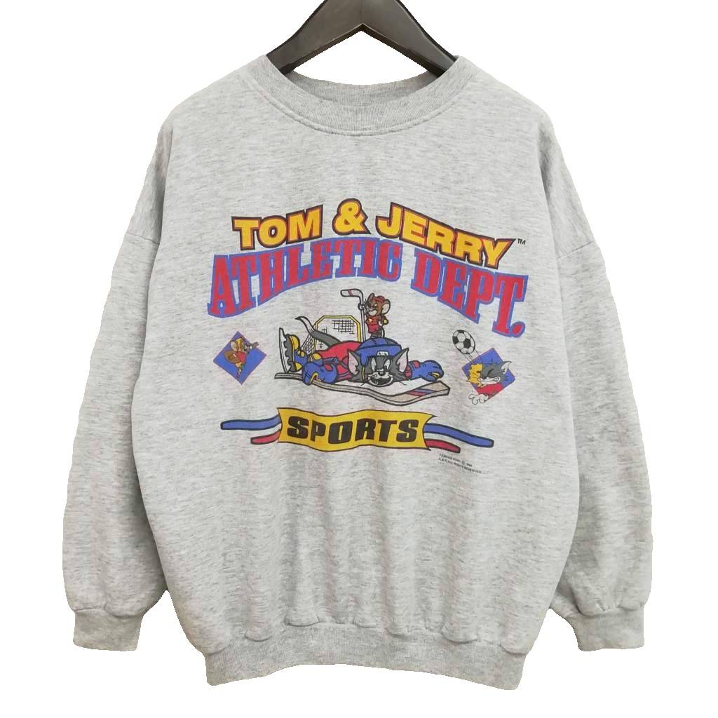 90's ヴィンテージ NETWORK TOM&JERRY トムとジェリー スウェット シャツ トレーナー カナダ製 M ヘザーグレー メンズ  260703