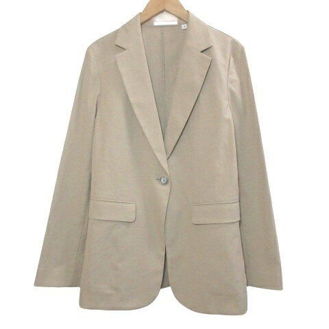 【中古】ユニクロ UNIQLO UVカットリラックスジャケット テーラードジャケット シングル 1B リネン混 M ベージュ 211-424631 /X レディース 【ベクトル 古着】 260820