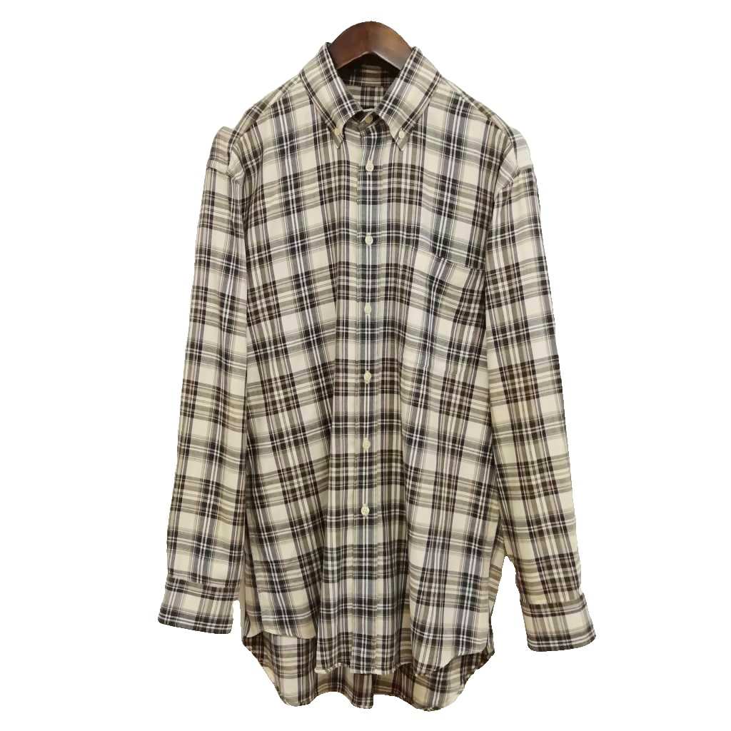 【中古】ケンコレクション Ken Collection ボタンダウン チェック シャツ ヴィンテージ L ベージュ系 メンズ 【ベクトル 古着】 261022