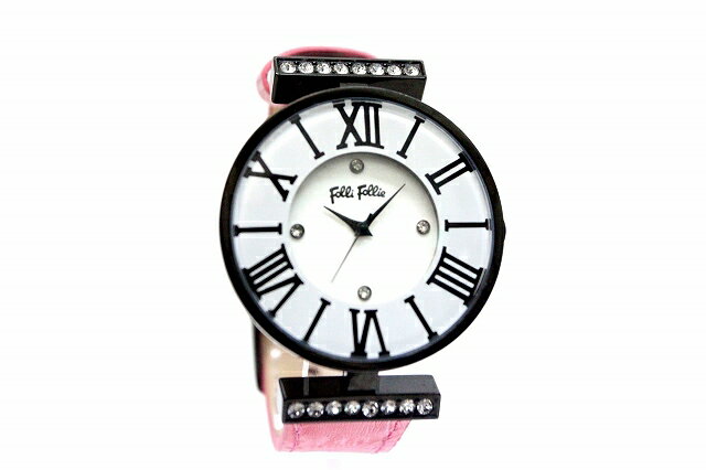 【中古】未使用品 フォリフォリ Folli Follie 腕時計 ウォッチ ローマ数字 ラウンド ラインストーン ピンク /O レディース 【ベクトル 古着】 210419
