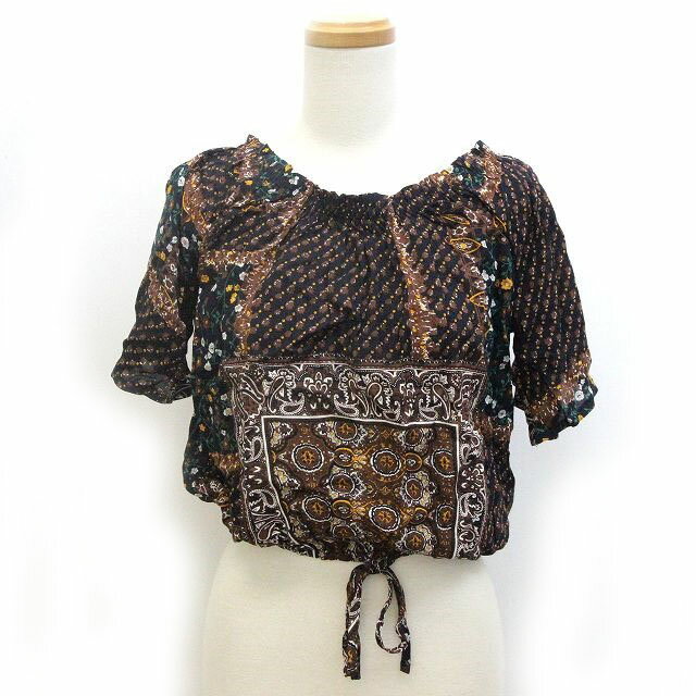 【中古】エゴイスト EGOIST ブラウス カットソー 花柄 パターン 半袖 茶色 ブラウン /Z レディース 【ベクトル 古着】 220622