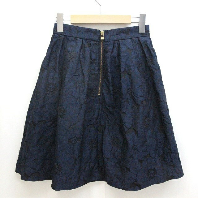 【中古】トランテアン ソン ドゥ モード 31 Sons de mode スカート 花柄 タック ひざ丈 36 紺 ネイビー /Z レディース 【ベクトル 古着】 220715