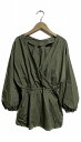 【中古】ジーユー GU チュニック ワンピース カシュクール 長袖 サープリスネック 無地 XL カーキ 緑 /AG レディース 【ベクトル 古着】 230321(4)