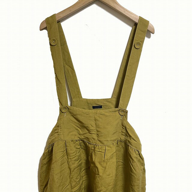 【中古】プードゥドゥ POU DOU DOU ワンピース ジャンパースカート サロペット フレア 膝丈 ? マスタード イエロー からし色 /AG レディース 【ベクトル 古着】 230604