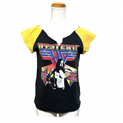 【中古】ヒステリックグラマー HYSTERIC GLAMOUR Tシャツ オープンフロントネック ノースリーブ ダメージ加工 ヒスガール ブラック /AG レディース 【ベクトル 古着】 240612 【中古】ヒステリックグラマー HYSTERIC GLAMOUR Tシャツ オープンフロントネック ノースリーブ ダメージ加工 ヒスガール ブラック /AG レディース 【ベクトル 古着】 240612