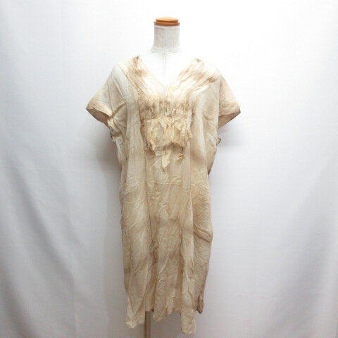 【中古】パドカレ pas de calais 美品 タイダイ柄 半袖 シアー ワンピース 36 ベージュ 透け感 レディース 【ベクトル 古着】 240719 【中古】パドカレ pas de calais 美品 タイダイ柄 半袖 シアー ワンピース 36 ベージュ 透け感 レディース 【ベクトル 古着】 240719