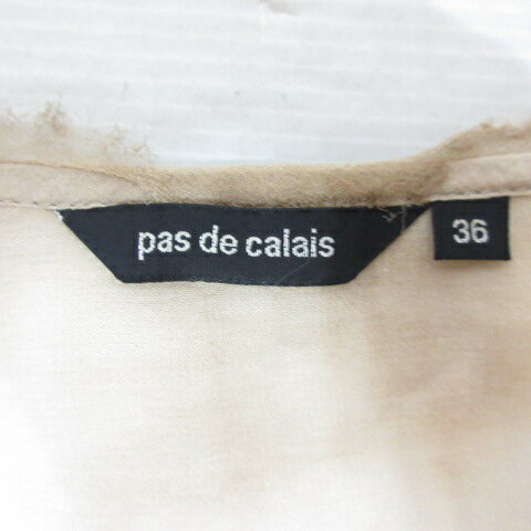 【中古】パドカレ pas de calais 美品 タイダイ柄 半袖 シアー ワンピース 36 ベージュ 透け感 レディース 【ベクトル 古着】 240719