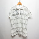 【中古】リアルワーズ REAL WORDS 半袖 ポロシャツ ボーダー柄 プリント L 白 ホワイト メンズ 【ベクトル 古着】 240807