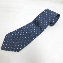 【中古】パパス Papas ドット柄 ネクタイ 剣先10cm ネイビー シルク100% イタリー製 レディース 【ベクトル 古着】 250411