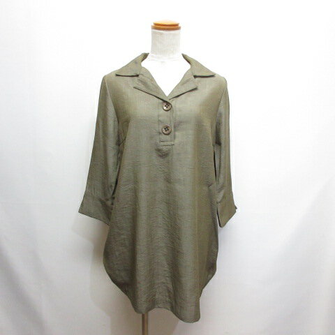 【中古】ピエールカルダン Pierre Cardin 七分袖 チュニック ワンピース 40 カーキ 麻リネン混 レディース 【ベクトル 古着】 250424 【中古】ピエールカルダン Pierre Cardin 七分袖 チュニック ワンピース 40 カーキ 麻リネン混 レディース 【ベクトル 古着】 250424