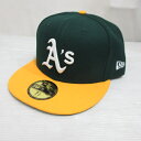 【中古】未使用品 ニューエラ NEW ERA 59FIFTY 5950 MLB オークランド アスレチックス 7 5/8 60.6cm グリーン 正規品 メンズ...