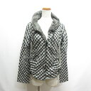 【中古】トランク TRUNK HIROKO KOSHINO チェック柄 ナイロン風 ジャケット ブルゾン 38 グレー×黒 ドローコード付き ヒロココシノ レディース 【ベクトル 古着】 250522