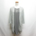 【中古】ヒロココシノ HIROKO KOSHINO 七分袖 ドレープ ワンピース 38 グレー 総柄 ストレッチ 日本製 レディース 【ベクトル 古着】 250526
