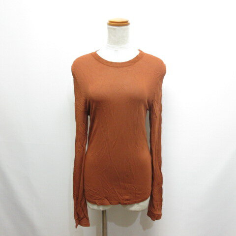 【中古】ザラ ZARA 長袖 レーヨン ニット カットソー M 茶 ブラウン レディース 【ベクトル 古着】 250716