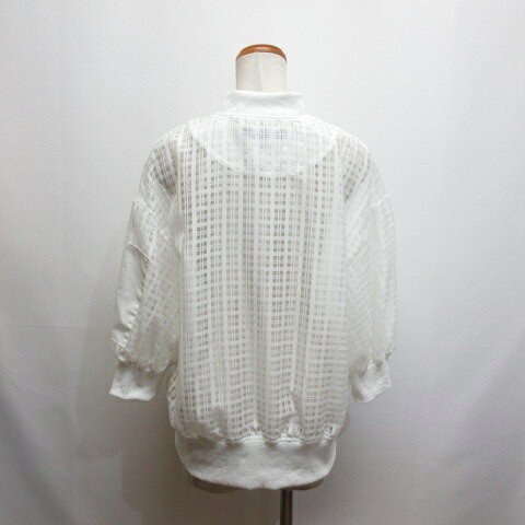 【中古】ミカーレミカーレ MICALLE MICALLE 美品 チェック柄 MA-1風 シアー ブルゾン 白 ホワイト ジップアップ オーガンジー素材 七分袖 レディース 【ベクトル 古着】 250820