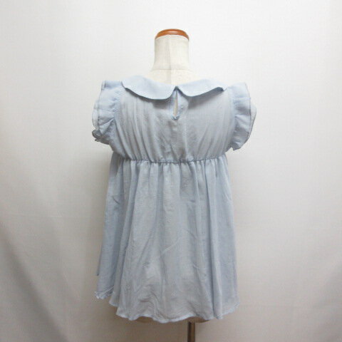 【中古】オリーブデオリーブ OLIVE des OLIVE 美品 ノースリーブ シアー フレア ブラウス ブルー レース装飾 カットソー レディース 【ベクトル 古着】 250821