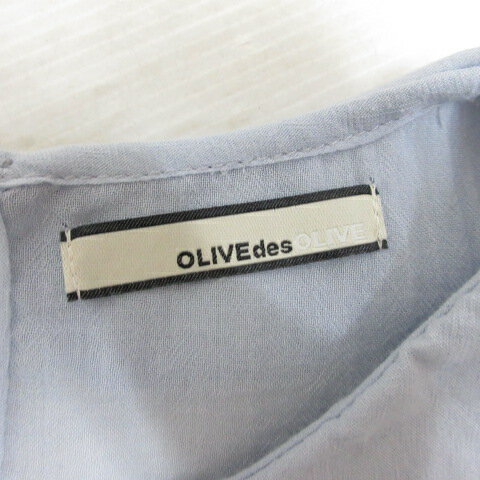 【中古】オリーブデオリーブ OLIVE des OLIVE 美品 ノースリーブ シアー フレア ブラウス ブルー レース装飾 カットソー レディース 【ベクトル 古着】 250821