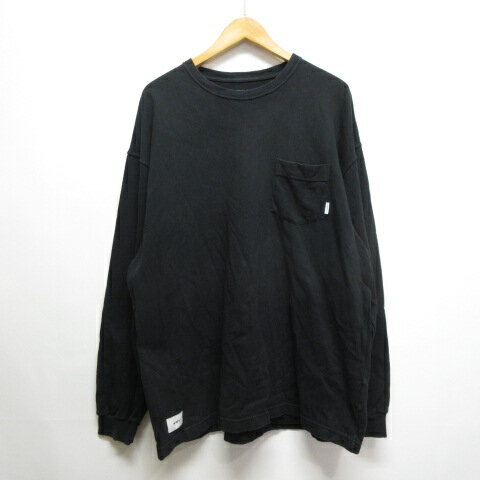 【中古】ダブルタップス WTAPS 長袖 ポケット Tシャツ 03 黒 ブラック 222ATDT-CSM02 コットン クルーネック ロンT 日本製 ☆AA★ メンズ 【ベクトル 古着】 251104
