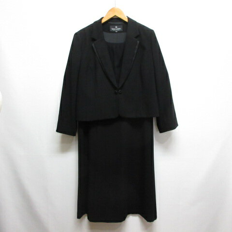 【中古】ユミカツラ YUMI KATSURA ブラックフォーマル 喪服 ジャケット ワンピース セット 19AR 大きいサイズ 黒 ブラック 裏地付き レディース 【ベクトル 古着】 251125