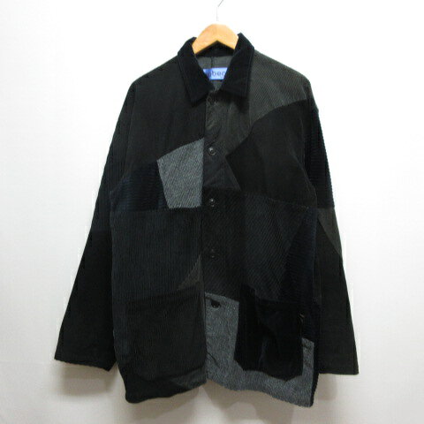 【中古】未使用品 ジョンブル JOHNBULL rebear by Johnbull コーデュロイ パッチワーク ジャケット L 黒 ブラック X2055 カバーオール 日本製 メンズ 【ベクトル 古着】 260302