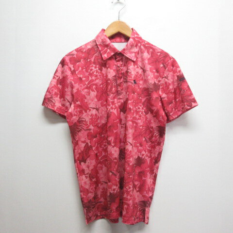 Men'S Wear - 【中古】キスマーク kissmark 美品 ゴルフウェア 半袖 ポロシャツ M 赤 レッド 花柄×フラミンゴ柄 ポリエステル メンズ 【ベクトル 古着】 260313