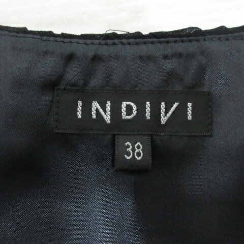 【中古】インディヴィ INDIVI 美品 ノースリーブ プリーツ ワンピース ドレス 38 ...