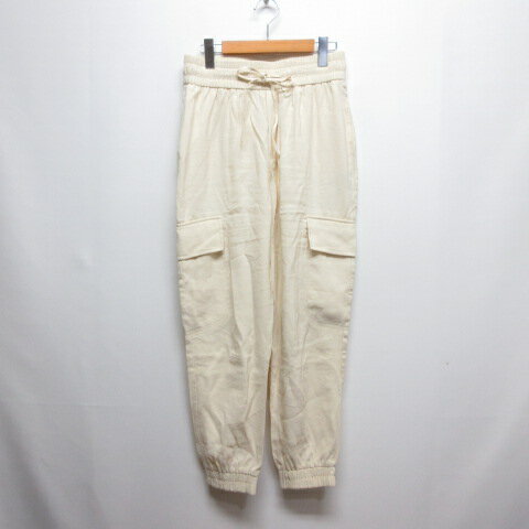 Capri Pants - 【中古】ザラ ZARA 美品 イージー カーゴ ジョガー パンツ M オフホワイト ウエストゴム ライトスウェット レディース 【ベクトル 古着】 260430