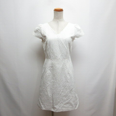 プロポーション ボディドレッシング PROPORTION BODY DRESSING 花柄 ジャガード ワンピース 2 オフホワイト 半袖 フレンチスリーブ 裏地付き レディース  260715