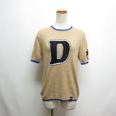 【中古】ダブルスタンダードクロージング ダブスタ DOUBLE STANDARD CLOTHING 半袖 Dロゴ ニット カットソー F ベージュ レディース 【ベクトル 古着】 260716