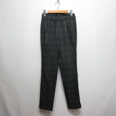 【中古】セオリー Theory チェック柄 テーパード ウール パンツ P チャコールグレー 微起毛 ウエストゴム 裾スリット ハーフジップ ストレッチ 日本製 レディース 【ベクトル 古着】 260806