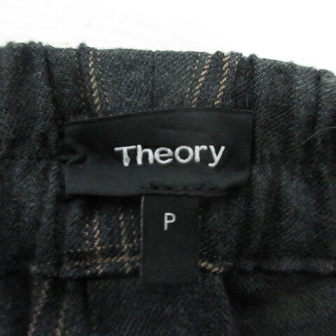 ブランド古着ベクトルプレミアム店の【中古】セオリー Theory チェック柄 テーパード ウール パンツ P チャコールグレー 微起毛 ウエストゴム 裾スリット ハーフジップ ストレッチ 日本製 レディース 【ベクトル 古着】 260806｜アングル3
