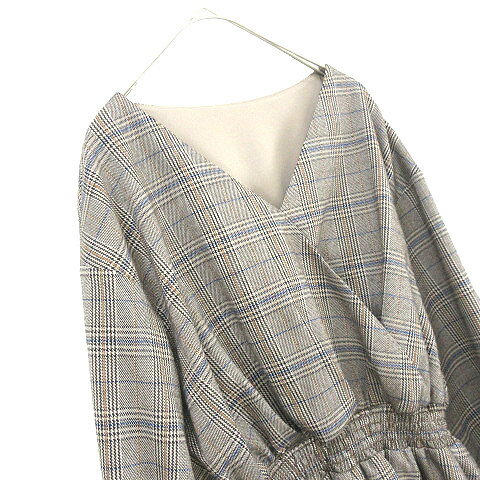 【中古】リップサービス LIP SERVICE ウエストゴム チェック カシュクール チュニック ワンピース グレーF レディース 【ベクトル 古着】 241115