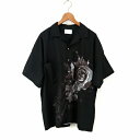【中古】エルエイチピー LHP L.H.P. フラワーグラフィックオープンカラービッグシャツ 開襟シャツ L 黒 ブラック メンズ 【ベクトル 古着】 250420(4)