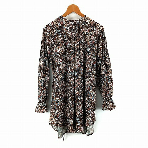 【中古】ローズバッド ROSE BUD 総柄 ピンタック シャツ ブラウス チュニック F 茶 ブラウン系 レディース 【ベクトル 古着】 250511