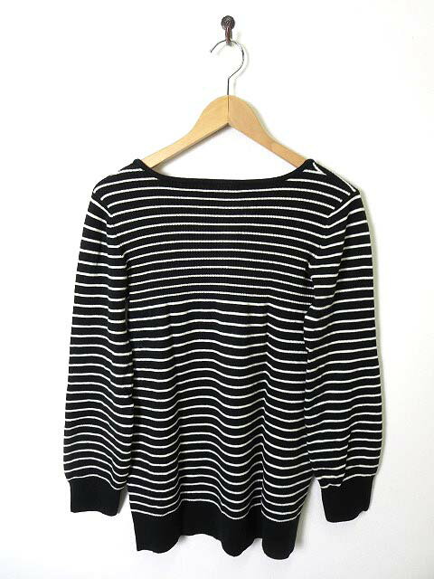 【中古】オゾック OZOC ニット チュニック ボーダー柄 Vネック 長袖 M 黒 ブラック 白 レディース 【ベクトル 古着】 190110 ブランド古着ベクトルプレミアム店