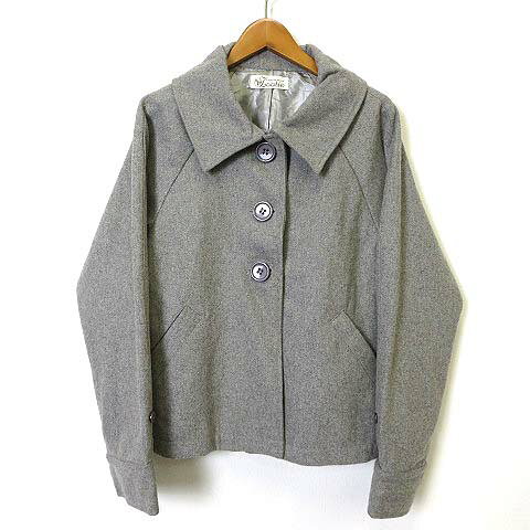 【中古】Laatie ジャケット ウール ビッグカラー 長袖 M グレー レディース 【ベクトル 古着】 221102