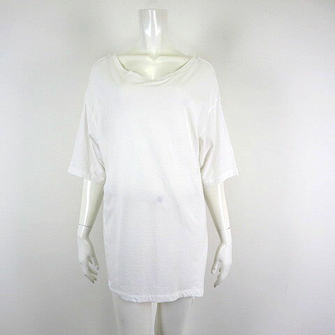 【中古】23区 オンワード樫山 SLOW スロー カットソー Tシャツ ロング コットン ロングテール サイドスリット ラウンドネック 5分袖 半袖 M 38 白 ホワイト レディース 【ベクトル 古着】 230614