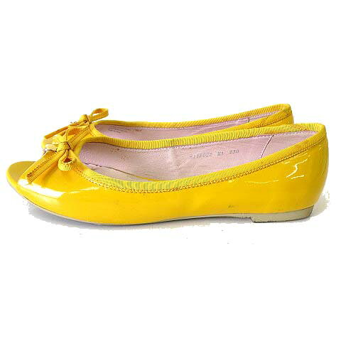 【中古】バービー Barbie バレエシューズ パンプス オープントゥ リボン 本革 エナ...