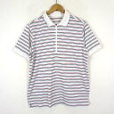 【中古】ユニクロ UNIQLO ポロシャツ ボーダー ドライ メッシュ ハーフジップ 半袖 XL 白 ホワイト 赤 レッド 紺 ネイビー 大きいサイズ メンズ 【ベクトル 古着】 230731