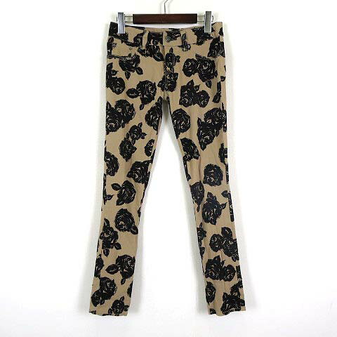 【中古】Sureve Style シュリーブスタイル パンツ スキニー スリム 花柄 薔薇 ストレッチ ロゴ パッチ 64 ベージュ 黒 ブラック レディース 【ベクトル 古着】 231017のサムネイル