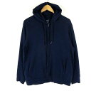 【中古】ユニクロ UNIQLO パーカー エアリズム UVカット フード ジップアップ 長袖 XL 紺 ダークネイビー 大きいサイズ メンズ 【ベクトル 古着】 240322