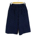 【中古】ドゥクラッセ DoCLASSE パンツ ワイド バギーパンツ クロップド ストレッチ ピンストライプ L 11 紺 ネイビー 白 レディース 【ベクトル 古着】 240506