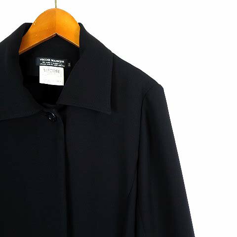【中古】VISCOSE BOUTIQUE ジャケット ステンカラー 比翼ボタン とろみ 落ち感 長袖 M 38 黒 ブラック レディース 【ベクトル 古着】 240716