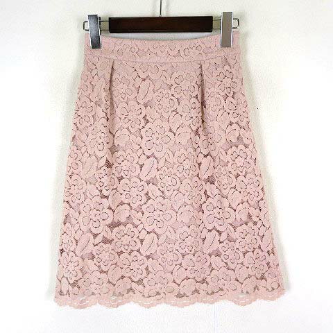 【中古】ウィルセレクション WILLSELECTION スカート 花柄 フラワー 総レース 裾スカラップ フレア ひざ丈 S くすみピンク レディース 【ベクトル 古着】 240802