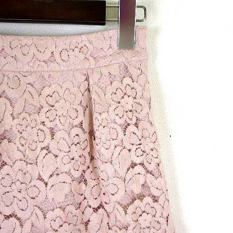 【中古】ウィルセレクション WILLSELECTION スカート 花柄 フラワー 総レース 裾スカラップ フレア ひざ丈 S くすみピンク レディース 【ベクトル 古着】 240802