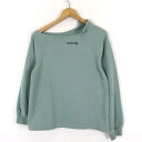 【中古】セシルマクビー CECIL McBEE トレーナー スウェット アシンメトリー 変形 ラウンドネック 英字 刺? 長袖 M くすみグリーン レディース 【ベクトル 古着】 250204