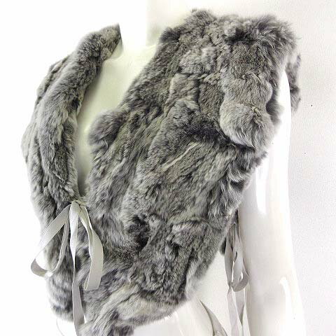 【中古】アストラット ASTRAET レッキス ファー ベスト ジレ ジャケット 毛皮 F グレー 美品 リアルファー レディース 【ベクトル 古着】 250219