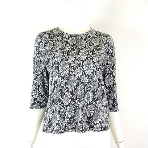 【中古】Beacon Hill ビーコンヒル トップス カットソー 花柄 薄手 コットン モダール 7分袖 M グレー ..